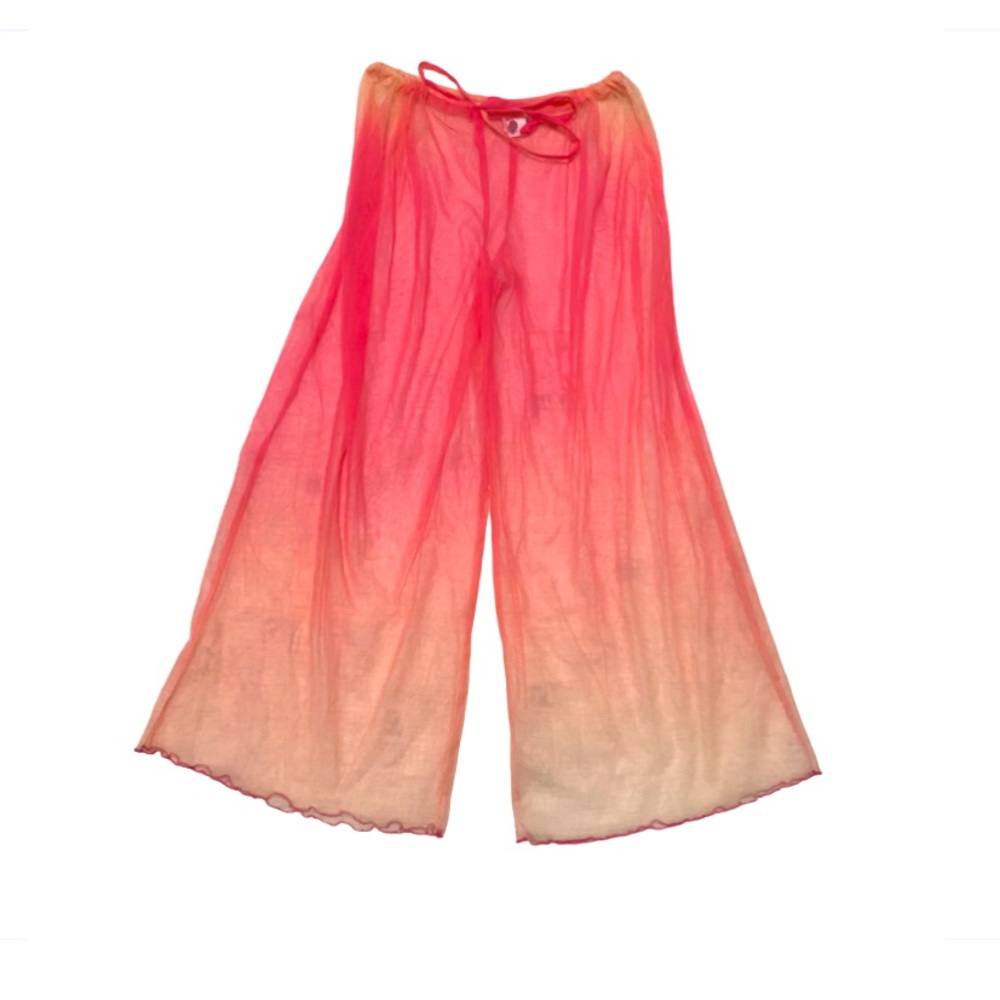 New! Mesh Swim Cover Up Ombré Oversized Low Waist One Size Ruffle Scalloped Hem